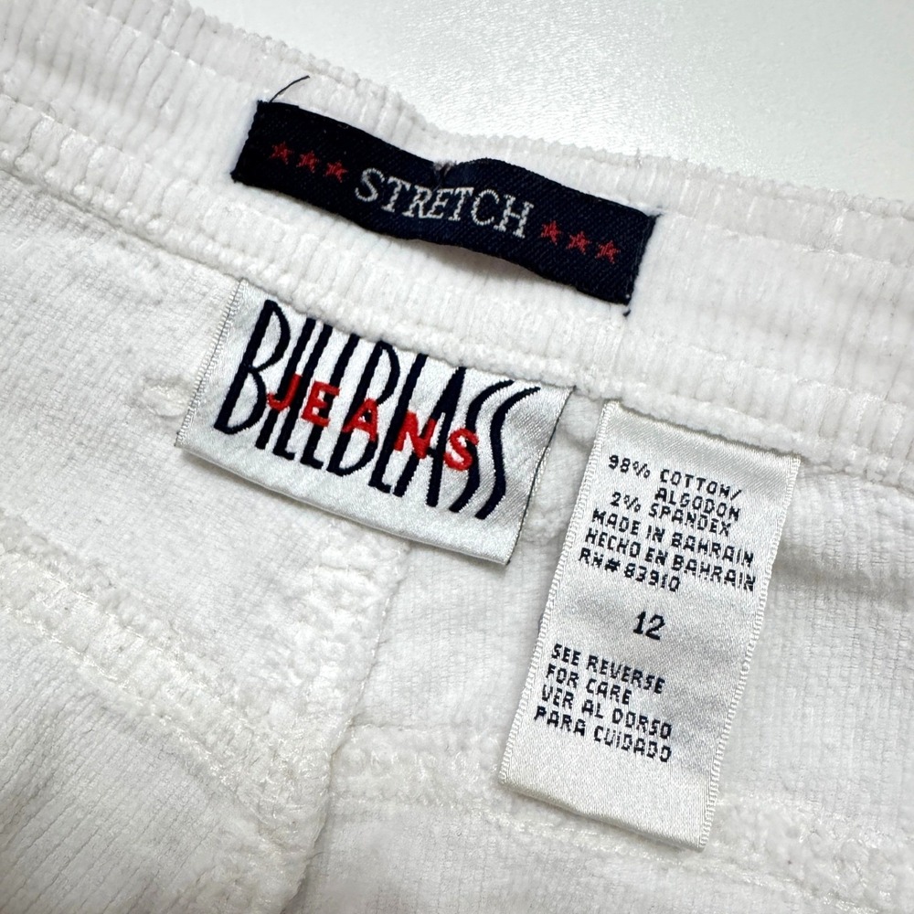 Vintage Bill Blass Womens Stretch Corduroy Pants White 12 High Rise Straight Leg - Picture 3 of 4